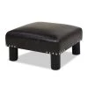 Jules 16 in. Vintage Black Brown Faux Leather, Square Accent Footstool Ottoman by Jennifer Taylor