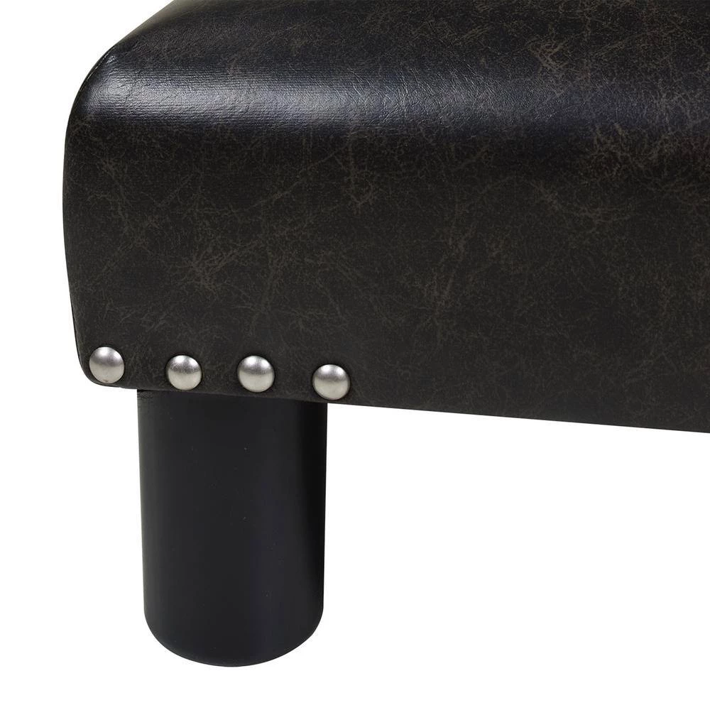 Jules 16 in. Vintage Black Brown Faux Leather, Square Accent Footstool Ottoman by Jennifer Taylor 4 Jules 16 in. Vintage Black Brown Faux Leather, Square Accent Footstool Ottoman by Jennifer Taylor - Image 4