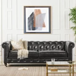 Winston 91 in. W Tufted Round Arm Chesterfield Sofa, Vintage Black Brown Faux Leather by Jennifer Taylor -Jennifer Taylor Home Store vintage black brown faux leather jennifer taylor sofas couches hdmfb 3 64020 31 1000