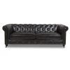 Winston 91 in. W Tufted Round Arm Chesterfield Sofa, Vintage Black Brown Faux Leather by Jennifer Taylor