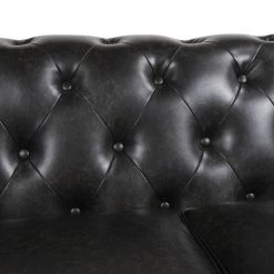 Winston 91 in. W Tufted Round Arm Chesterfield Sofa, Vintage Black Brown Faux Leather by Jennifer Taylor -Jennifer Taylor Home Store vintage black brown faux leather jennifer taylor sofas couches hdmfb 3 64020 76 1000
