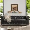 Winston 38 in. Vintage Black Faux Leather 3-Seater Chesterfield Sofa with Nailheads by Jennifer Taylor