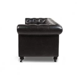 Winston 38 in. Vintage Black Faux Leather 3-Seater Chesterfield Sofa with Nailheads by Jennifer Taylor -Jennifer Taylor Home Store vintage black faux leather jennifer taylor sofas couches 64020 3 mfb 66 1000