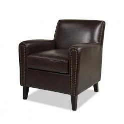 Cole Accent Club Chair, Vintage Brown Faux Leather by Jennifer Taylor -Jennifer Taylor Home Store vintage brown faux leather jennifer taylor accent chairs 60370 mfr 40 1000