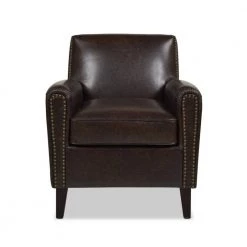 Cole Accent Club Chair, Vintage Brown Faux Leather by Jennifer Taylor -Jennifer Taylor Home Store vintage brown faux leather jennifer taylor accent chairs 60370 mfr a0 1000