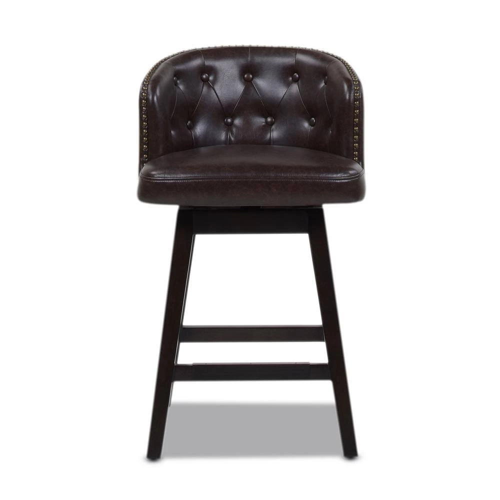 Davidson 26 in. Swivel Low Back Counter Height Bar Stool, Vintage Brown Faux Leather by Jennifer Taylor 5 Davidson 26 in. Swivel Low Back Counter Height Bar Stool, Vintage Brown Faux Leather by Jennifer Taylor - Image 5