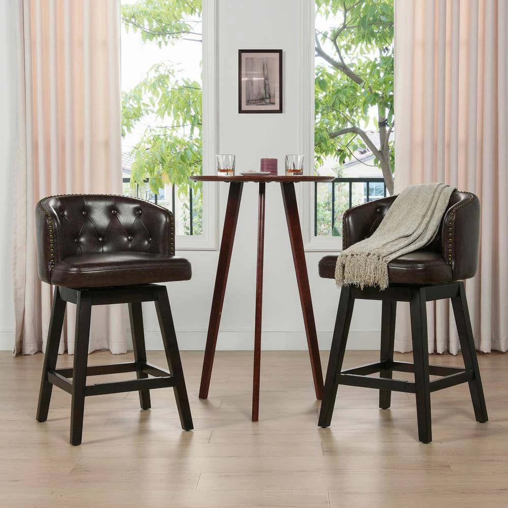 Davidson 26 in. Swivel Low Back Counter Height Bar Stool, Vintage Brown Faux Leather by Jennifer Taylor 11 Davidson 26 in. Swivel Low Back Counter Height Bar Stool, Vintage Brown Faux Leather by Jennifer Taylor - Image 11