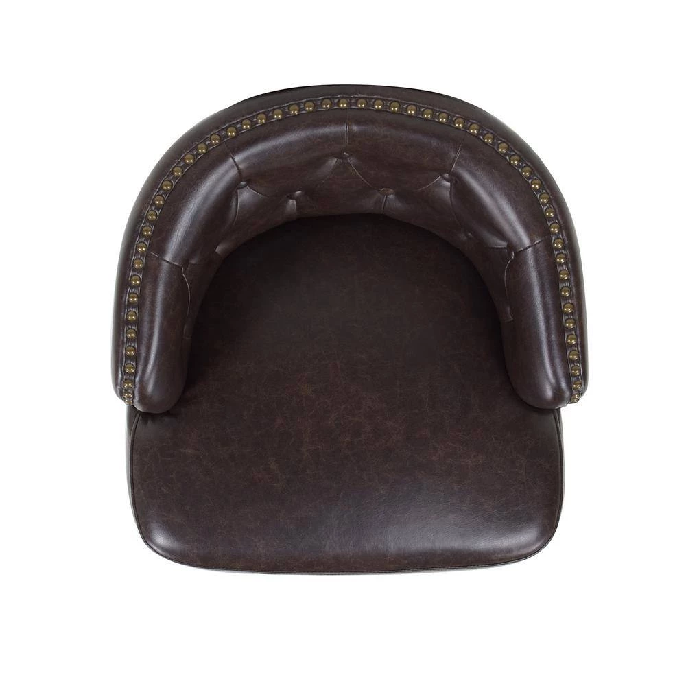 Davidson 26 in. Swivel Low Back Counter Height Bar Stool, Vintage Brown Faux Leather by Jennifer Taylor 6 Davidson 26 in. Swivel Low Back Counter Height Bar Stool, Vintage Brown Faux Leather by Jennifer Taylor - Image 6