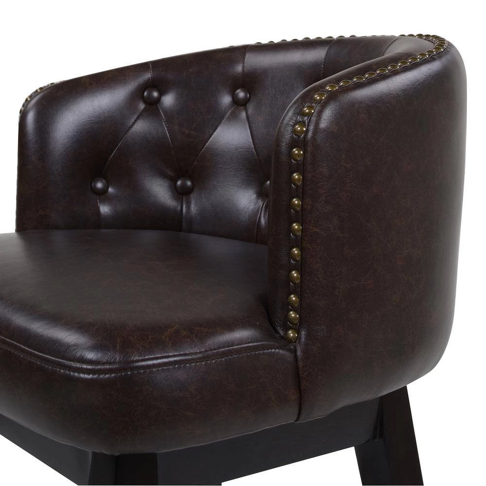 Davidson 26 in. Swivel Low Back Counter Height Bar Stool, Vintage Brown Faux Leather by Jennifer Taylor 7 Davidson 26 in. Swivel Low Back Counter Height Bar Stool, Vintage Brown Faux Leather by Jennifer Taylor - Image 7