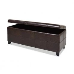 Ryan 48 x 18 x 17.75 in. Vintage Brown Faux Leather Upholstered Storage Accent Bench by Jennifer Taylor -Jennifer Taylor Home Store vintage brown faux leather jennifer taylor bedroom benches 85690 mfr 1f 1000