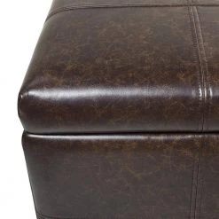 Ryan 48 x 18 x 17.75 in. Vintage Brown Faux Leather Upholstered Storage Accent Bench by Jennifer Taylor -Jennifer Taylor Home Store vintage brown faux leather jennifer taylor bedroom benches 85690 mfr 44 1000