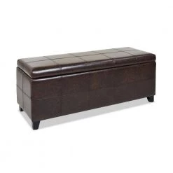 Ryan 48 x 18 x 17.75 in. Vintage Brown Faux Leather Upholstered Storage Accent Bench by Jennifer Taylor -Jennifer Taylor Home Store vintage brown faux leather jennifer taylor bedroom benches 85690 mfr a0 1000