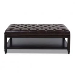 Sylvan Farmhouse Birch Wood Tufted Cocktail Storage Ottoman, Vintage Brown Faux Leather by Jennifer Taylor -Jennifer Taylor Home Store vintage brown faux leather jennifer taylor ottomans 85660 mfr 66 1000