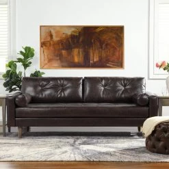 Nicholas 83.5 in. Mid-Century Modern Sofa, Vintage Brown Faux Leather by Jennifer Taylor 17 Nicholas 83.5 in. Mid-Century Modern Sofa, Vintage Brown Faux Leather by Jennifer Taylor -Jennifer Taylor Home Store vintage brown faux leather jennifer taylor sofas couches 63031 3 mfr 31 1000