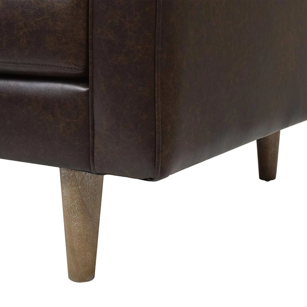 Nicholas 83.5 in. Mid-Century Modern Sofa, Vintage Brown Faux Leather by Jennifer Taylor 7 Nicholas 83.5 in. Mid-Century Modern Sofa, Vintage Brown Faux Leather by Jennifer Taylor - Image 7