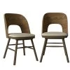 Eldon Walnut with Oatmeal Beige Fabric Seat Mid-Century Modern Armless Side Chairs (Set of 2) by Handy Living