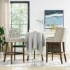 Emma 30.5 in. Mid-Back Armless Bar Stool, Warm Gray Faux Leather by Jennifer Taylor