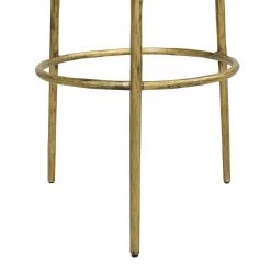 Aerin 30 in. Hammered Brass Backless Round Bar Stool, Warm Gray Faux Leather by Jennifer Taylor -Jennifer Taylor Home Store warm gray faux leather jennifer taylor bar stools 81180 mfl 1d 1000