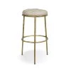 Aerin 30 in. Hammered Brass Backless Round Bar Stool, Warm Gray Faux Leather by Jennifer Taylor