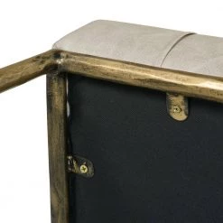 Aerin Warm Gray Faux Leather Hammered Gold Tufted Cocktail Ottoman 25 in. x 48.5 in. x 17.5 in. by Jennifer Taylor -Jennifer Taylor Home Store warm gray faux leather jennifer taylor bedroom benches 85730 mfl 77 1000