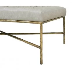 Aerin Warm Gray Faux Leather Hammered Gold Tufted Cocktail Ottoman 25 in. x 48.5 in. x 17.5 in. by Jennifer Taylor -Jennifer Taylor Home Store warm gray faux leather jennifer taylor bedroom benches 85730 mfl a0 1000