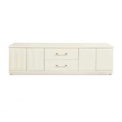 Facino 71" Modern Storage TV Stand, White Lacquer Birchwood by Jennifer Taylor