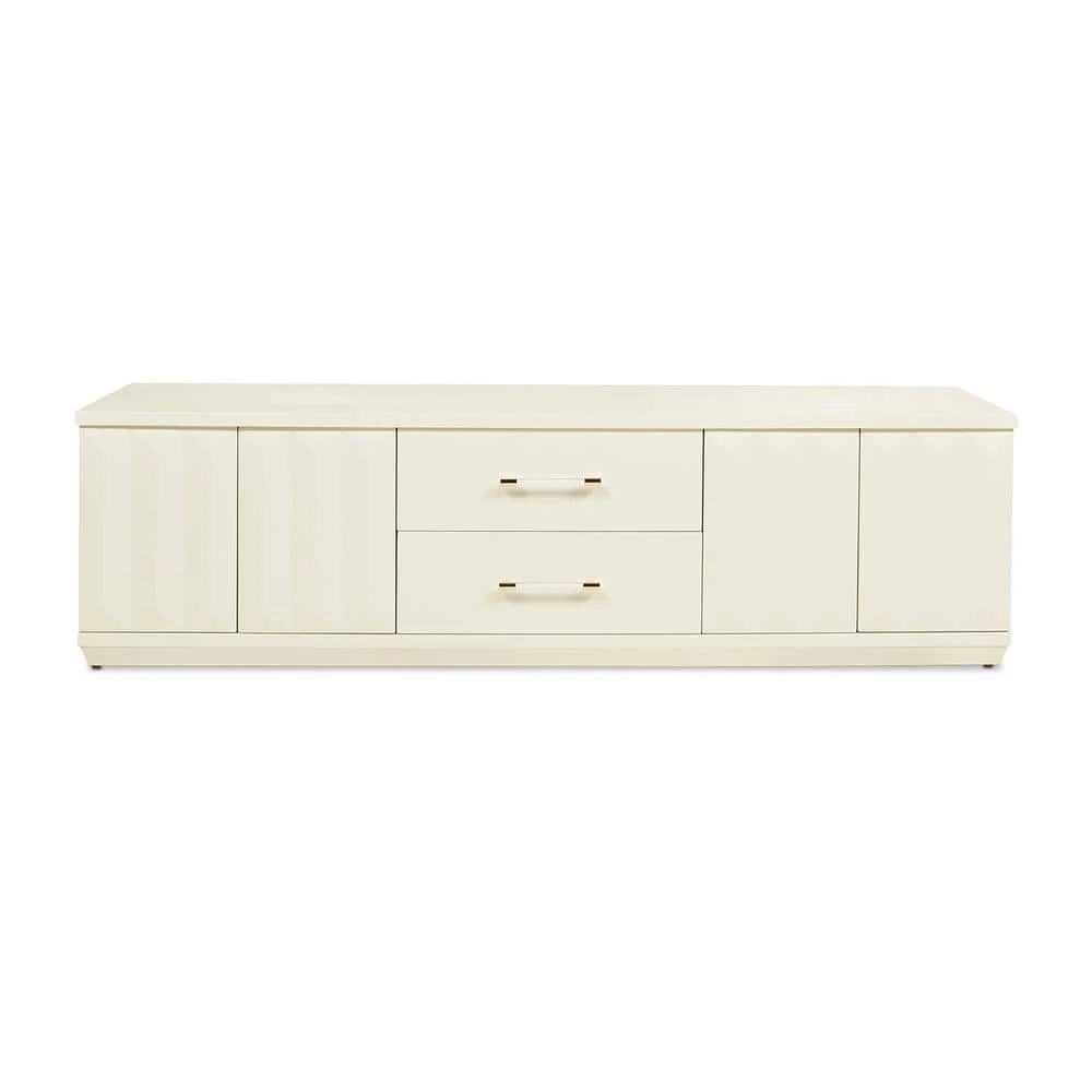 Facino 71" Modern Storage TV Stand, White Lacquer Birchwood by Jennifer Taylor 1 Facino 71" Modern Storage TV Stand, White Lacquer Birchwood by Jennifer Taylor