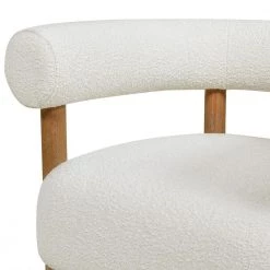 Fuji 37 in. Ivory White Boucle Mid Century Modern Barrel Accent Arm Chair by Jennifer Taylor -Jennifer Taylor Home Store white jennifer taylor accent chairs 60430 mbw my 1d 1000