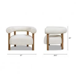 Fuji 37 in. Ivory White Boucle Mid Century Modern Barrel Accent Arm Chair by Jennifer Taylor -Jennifer Taylor Home Store white jennifer taylor accent chairs 60430 mbw my 40 1000