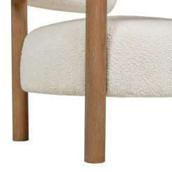 Fuji 37 in. Ivory White Boucle Mid Century Modern Barrel Accent Arm Chair by Jennifer Taylor -Jennifer Taylor Home Store white jennifer taylor accent chairs 60430 mbw my 77 1000