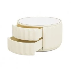 Facino 35.5" Round Storage Coffee Table, White Lacquer by Jennifer Taylor -Jennifer Taylor Home Store white jennifer taylor coffee tables kfz87150 40 1000