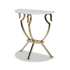 Athens 30 in. White and Gold Half Moon Wall Console Table by Jennifer Taylor
