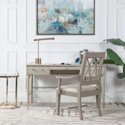 Dauphin 59 in. Rectangle White Oak Veneer & Birchwood 5-Drawer Executive Desk by Jennifer Taylor -Jennifer Taylor Home Store white oak veneer birchwood jennifer taylor executive desks bgz87120 31 1000