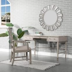 Dauphin 59 in. Rectangle White Oak Veneer & Birchwood 5-Drawer Executive Desk by Jennifer Taylor -Jennifer Taylor Home Store white oak veneer birchwood jennifer taylor executive desks bgz87120 40 1000