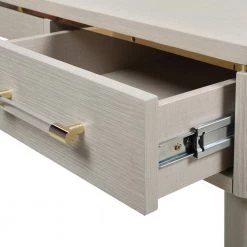 Dauphin 59 in. Rectangle White Oak Veneer & Birchwood 5-Drawer Executive Desk by Jennifer Taylor -Jennifer Taylor Home Store white oak veneer birchwood jennifer taylor executive desks bgz87120 66 1000