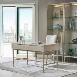 Dauphin 59 in. Rectangle White Oak Veneer & Birchwood 5-Drawer Executive Desk by Jennifer Taylor -Jennifer Taylor Home Store white oak veneer birchwood jennifer taylor executive desks bgz87120 a0 1000