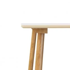Hudson 47.24 in. Rectangle White Top and Mountain Ash Legs Wood Mid Century Modern Table with Fixed Frame (4-Capacity) by Handy Living -Jennifer Taylor Home Store white top and mountain ash legs handy living kitchen dining tables a185042 1f 1000