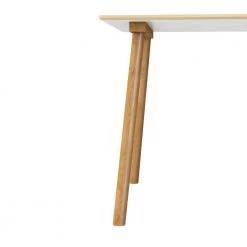 Hudson 47.24 in. Rectangle White Top and Mountain Ash Legs Wood Mid Century Modern Table with Fixed Frame (4-Capacity) by Handy Living -Jennifer Taylor Home Store white top and mountain ash legs handy living kitchen dining tables a185042 44 1000