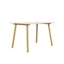 Hudson 47.24 in. Rectangle White Top and Mountain Ash Legs Wood Mid Century Modern Table with Fixed Frame (4-Capacity) by Handy Living