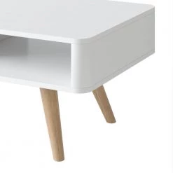 Clare 50 in. White/Natural Large Rectangle Wood Coffee Table with Legs by Handy Living -Jennifer Taylor Home Store white top with natural finished legs handy living coffee tables a149297 1f 1000