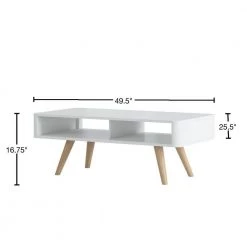 Clare 50 in. White/Natural Large Rectangle Wood Coffee Table with Legs by Handy Living -Jennifer Taylor Home Store white top with natural finished legs handy living coffee tables a149297 40 1000