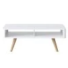 Clare 50 in. White/Natural Large Rectangle Wood Coffee Table with Legs by Handy Living