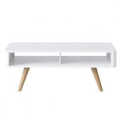 Clare 50 in. White/Natural Large Rectangle Wood Coffee Table with Legs by Handy Living