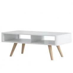 Clare 50 in. White/Natural Large Rectangle Wood Coffee Table with Legs by Handy Living -Jennifer Taylor Home Store white top with natural finished legs handy living coffee tables a149297 c3 1000
