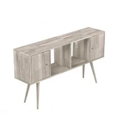 Freemont White Wash Mid Century Modern Solid Wood Console Accent Cabinet with 2-Doors by Handy Living