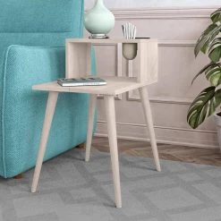 Freemont White Wash Mid Century Modern Wood End Table with Shelf by Handy Living -Jennifer Taylor Home Store white wash handy living end side tables a149112 31 1000