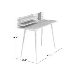 Routon 47.2 in. Rectangular White Wash Solid Wood Writing Desk with Shelves by Handy Living -Jennifer Taylor Home Store white wash handy living writing desks a175319 4f 1000