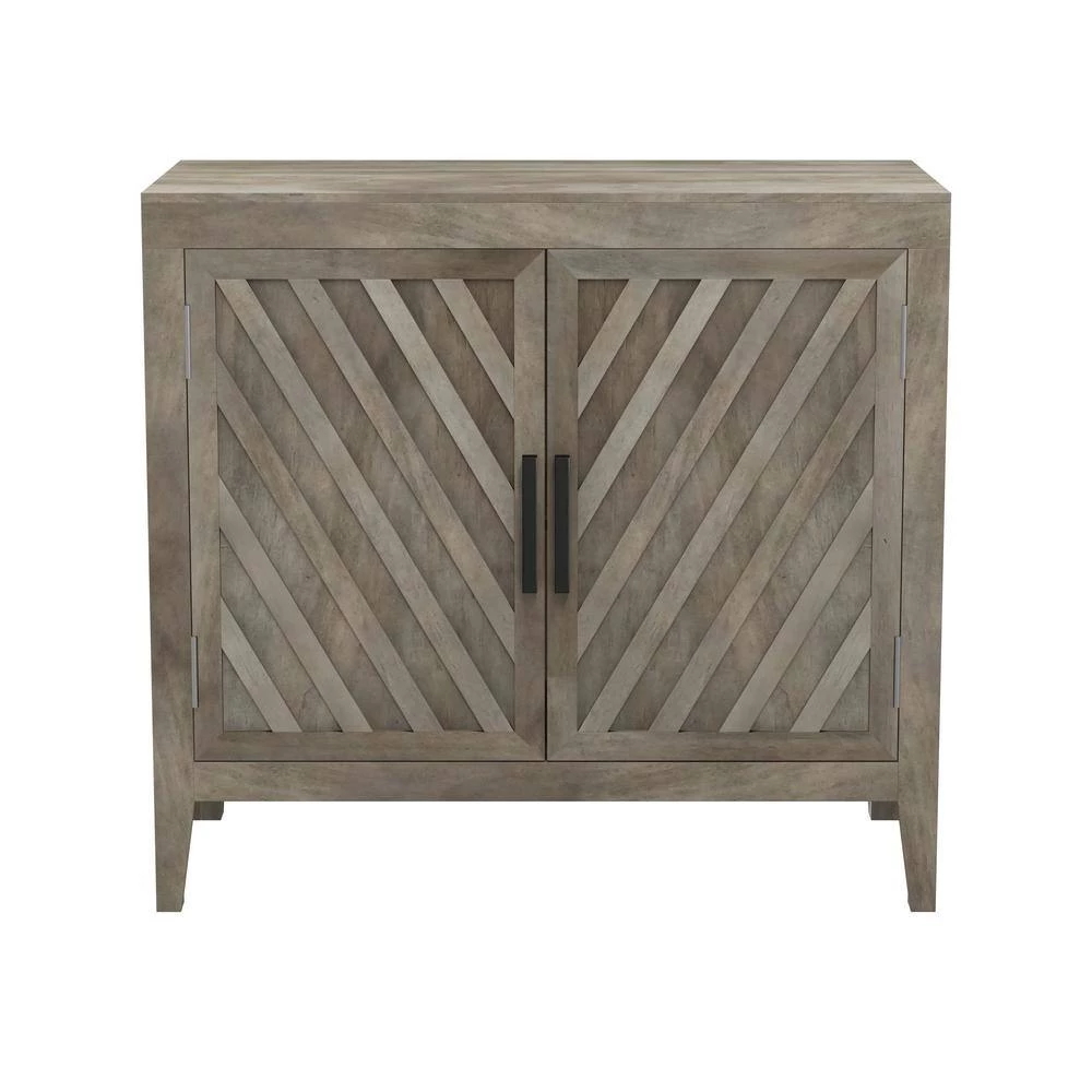 Tolkin Whitewash Rustic Hand-Painted Wood Sideboard with Diagonal-Slat Doors by Handy Living 7 Tolkin Whitewash Rustic Hand-Painted Wood Sideboard with Diagonal-Slat Doors by Handy Living - Image 7