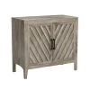 Tolkin Whitewash Rustic Hand-Painted Wood Sideboard with Diagonal-Slat Doors by Handy Living