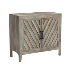 Tolkin Whitewash Rustic Hand-Painted Wood Sideboard with Diagonal-Slat Doors by Handy Living